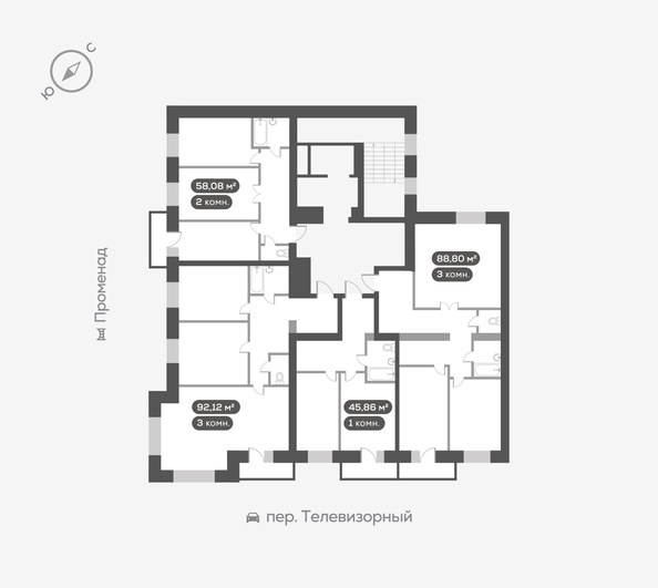 
  Продается 2-комн. квартира, 58.08 м², ЖК Сити-квартал Октябрьский, дом 2
. Фото 5.