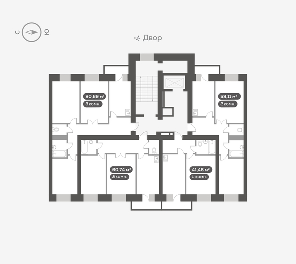 
  Продается 3-комн. квартира, 80.69 м², ЖК Сити-квартал на Взлетной, дом 1
. Фото 5.