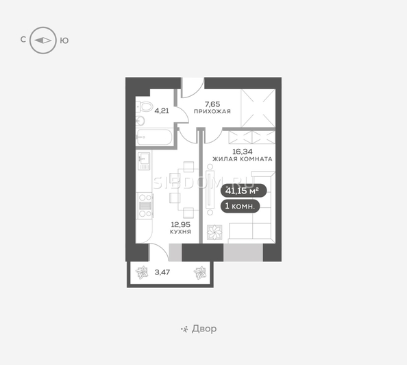 
  Продается 1-комн. квартира, 42.1 м², ЖК Академгородок, дом 7
. Фото 1.