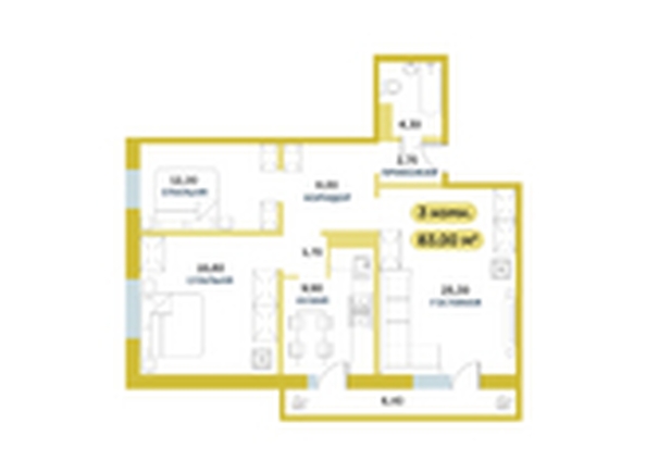 
  Продается 3-комн. квартира, 83.3 м², ЖК Белый квартал на Свободном, дом 1
. Фото 1.