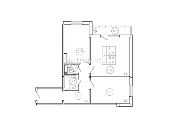 
  Продается 2-комн. квартира, 60.8 м², ЖК Три слона, дом 2
. Фото 1.