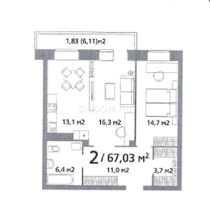 
  Продается 2-комн. квартира, 67.03 м², ЖК Норма, дом 2
. Фото 1.