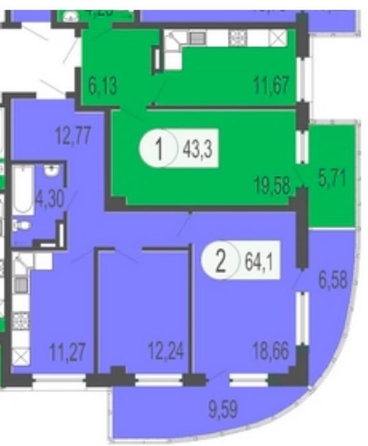 
  Продается 2-комн. квартира, 64 м², ЖК Белые Росы, дом 12
. Фото 33.