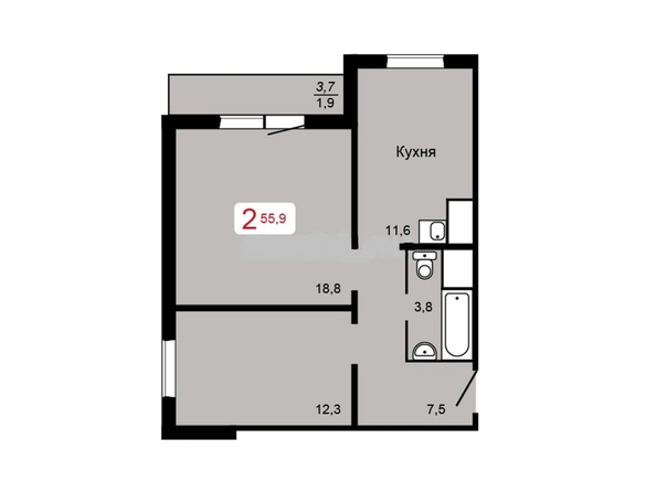 
  Продается 2-комн. квартира, 55.9 м², ЖК Мичурино, дом 2 строение 4
. Фото 1.