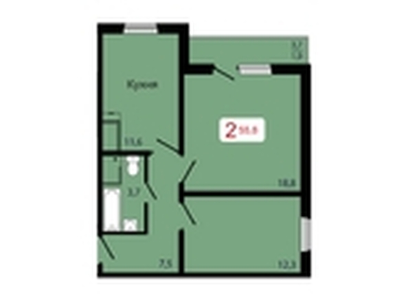 
  Продается 2-комн. квартира, 55.8 м², ЖК КБС. Берег, дом 7 строение 5
. Фото 1.