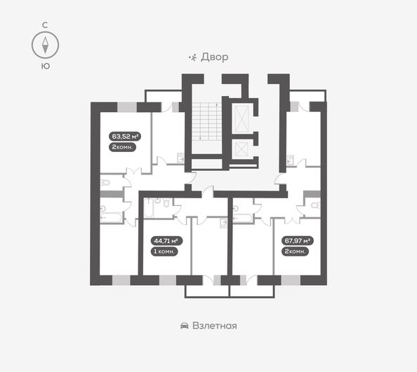 
  Продается 1-комн. квартира, 44.71 м², ЖК Сити-квартал на Взлетной, дом 1
. Фото 5.
