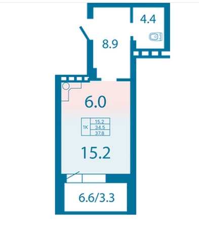 
  Продается студия, 34.2 м², ЖК Олимп, дом 1
. Фото 3.