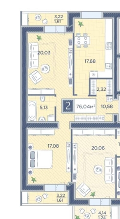 
  Продам 2-комн. квартиру, 76.04 м², ЖК Преображенский, дом 7
. Фото 1.