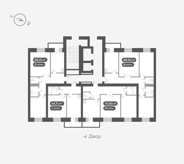 
  Продается 2-комн. квартира, 70.8 м², ЖК На Взлетной, дом 1
. Фото 5.