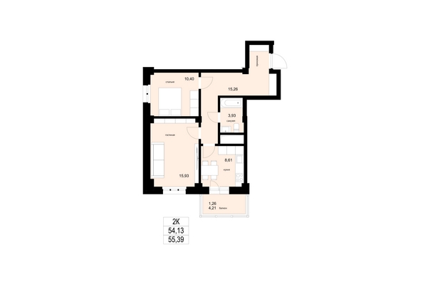 
  Продается 2-комн. квартира, 55.39 м², ЖК ЛЕТО, дом 1
. Фото 1.