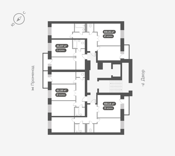 
  Продается 1-комн. квартира, 41.07 м², ЖК Октябрьский, дом 2
. Фото 5.