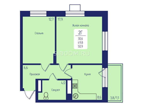 
  Продается 2-комн. квартира, 50.9 м², ЖК Univers (Универс), 2 квартал
. Фото 1.