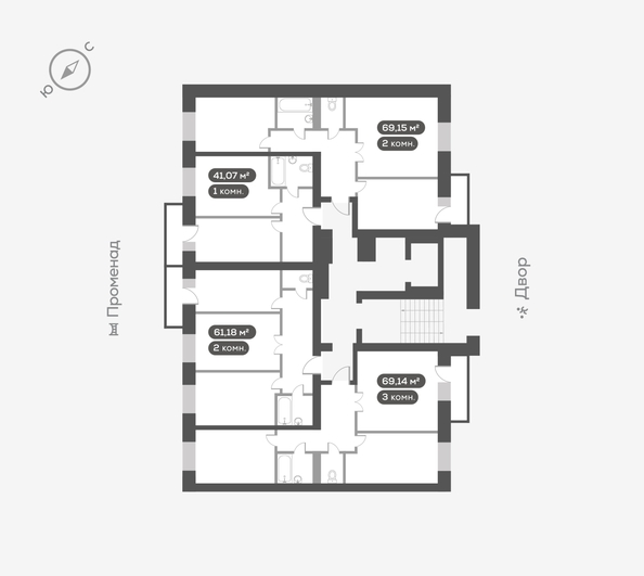 
  Продается 3-комн. квартира, 69.14 м², ЖК Октябрьский, дом 2
. Фото 5.