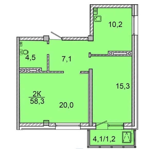 
  Продается 2-комн. квартира, 58 м², ЖК Зеленая высотка на Калинина
. Фото 1.