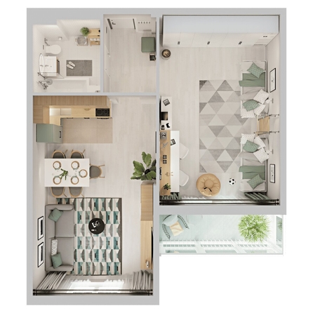 
  Продается 2-комн. квартира 61.75 м², в ЖК Аллея Парк, 3 этап. Фото 2.