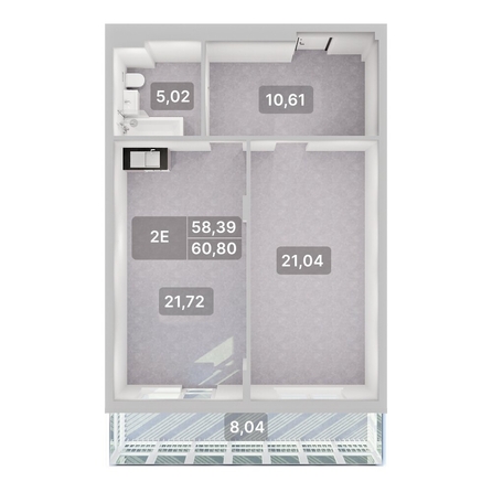 
  Продается 2-комн. квартира 60.8 м², в ЖК Аллея Парк, 3 этап. Фото 4.