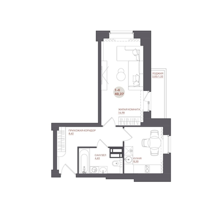 
  Продается 1-комн. квартира 40.27 м², в ЖК Звезда. Фото 1.