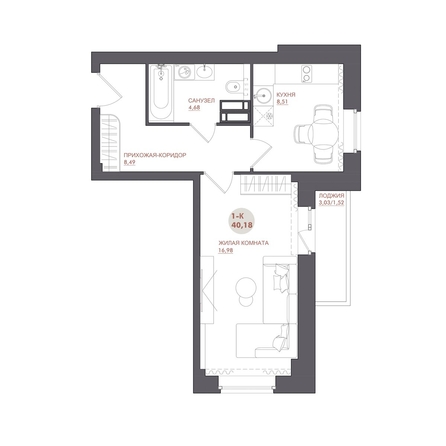 
  Продается 1-комн. квартира 40.18 м², в ЖК Звезда. Фото 1.