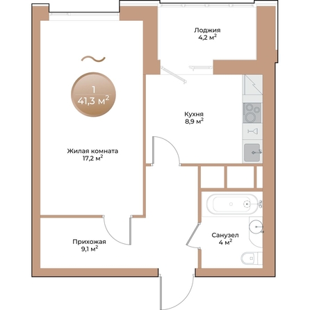 
  Продается 1-комн. квартира 41.3 м², в ЖК Небо над Енисеем. Фото 1.