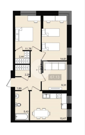 
  Продается 3-комн. квартира 68 м², в ЖК Сказочный. Фото 1.
