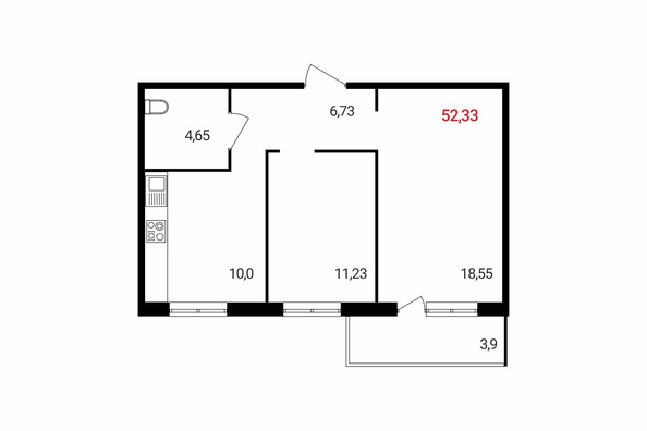 
  Продается 2-комн. квартира 52.3 м², в ЖК Аринский, дом 2 корпус 1. Фото 2.