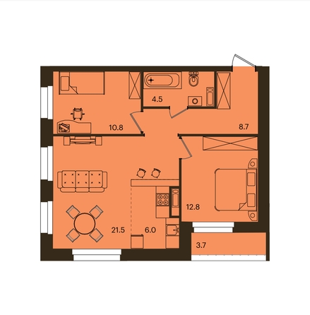 
  Продается 3-комн. квартира 64.5 м², в ЖК Остров на Норильской, 3.2 корп 2. Фото 1.