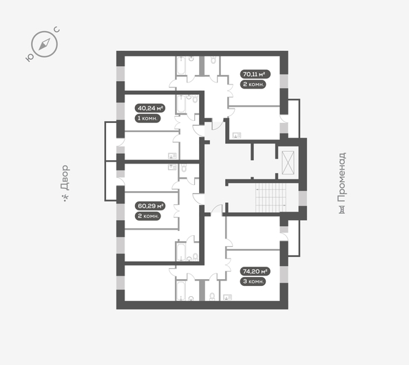 
  Продается 2-комн. квартира 70.6 м², в ЖК Октябрьский, дом 1. Фото 5.