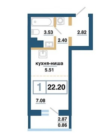 
  Продается студия 22.2 м², в ЖК Нанжуль-Солнечный, дом 12в. Фото 1.