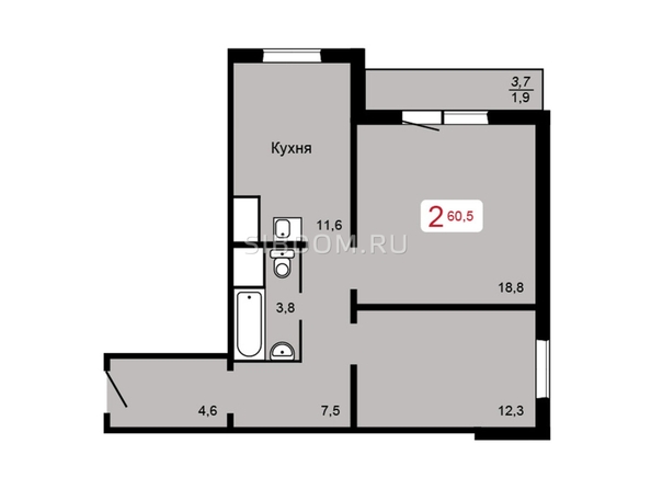 
  Продается 2-комн. квартира 60.7 м², в ЖК КБС. Классика, дом 2. Фото 1.