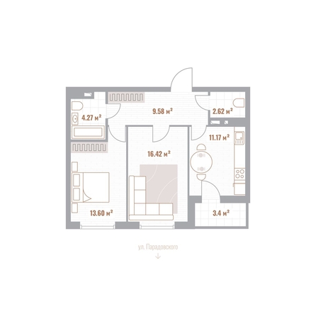 
  Продается 2-комн. квартира 59.36 м², в ЖК Николаевские кварталы. Фото 1.