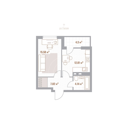 
  Продается 1-комн. квартира 40.87 м², в ЖК Николаевские кварталы. Фото 1.