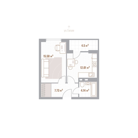 
  Продается 1-комн. квартира 41.58 м², в ЖК Николаевские кварталы. Фото 1.