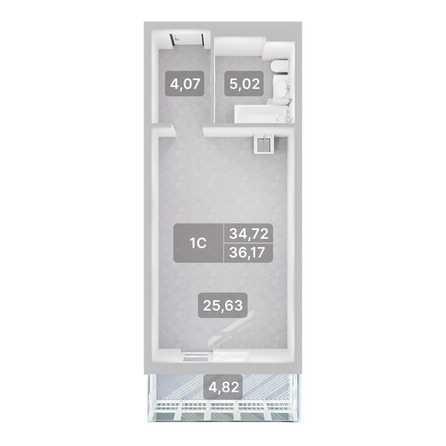 
  Продается студия 36.17 м², в ЖК Аллея Парк, 2 этап. Фото 4.