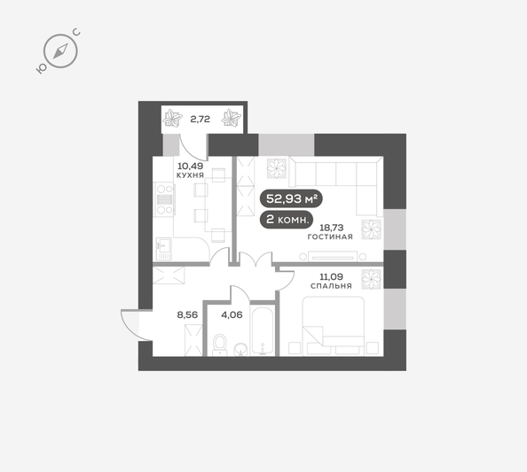 
  Продается 2-комн. квартира 53 м², в ЖК ОКТА, дом 2. Фото 12.