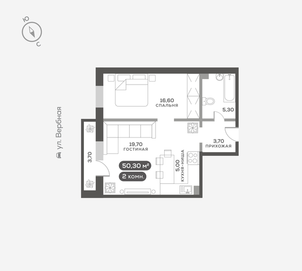 
  Продается 2-комн. квартира 50.2 м², в ЖК Белый квартал на Свободном, дом 3. Фото 6.