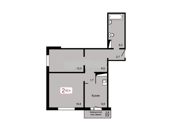 
  Продается 2-комн. квартира 62.4 м², в ЖК Мичурино, дом 2 стр 5. Фото 1.