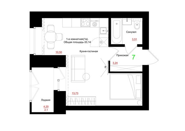 
  Продается 1-комн. квартира 32.96 м², в ЖК Соцветие, дом 5.4. Фото 1.