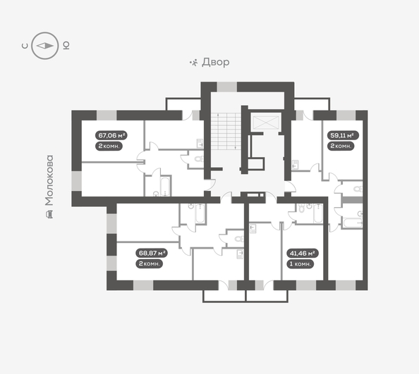 
  Продается 2-комн. квартира 59.11 м², в ЖК Вверх, дом 1. Фото 5.