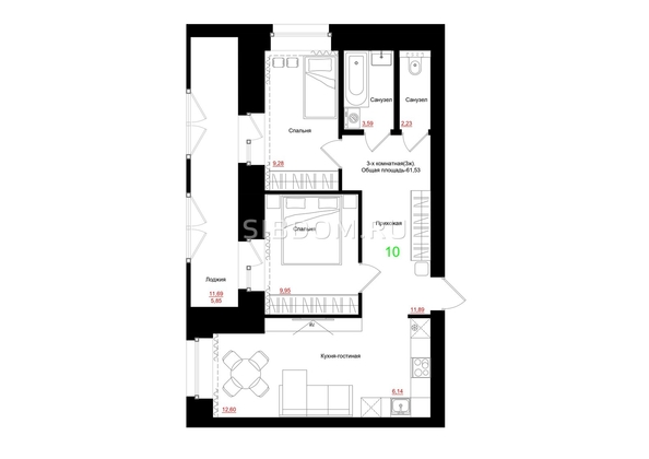 
  Продается 3-комн. квартира 61.53 м², в ЖК Соцветие, дом 5.4. Фото 1.