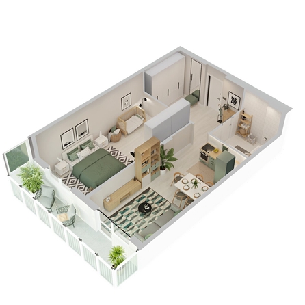 
  Продается 2-комн. квартира 60.7 м², в ЖК Аллея Парк, 3 этап. Фото 3.