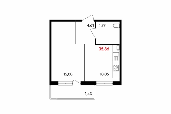 
  Продается 1-комн. квартира 35.86 м², в ЖК Аринский, дом 2 корпус 3. Фото 1.