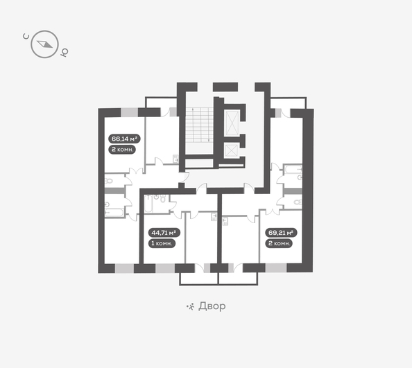 
  Продается 2-комн. квартира 69.21 м², в ЖК Вверх, дом 1. Фото 5.