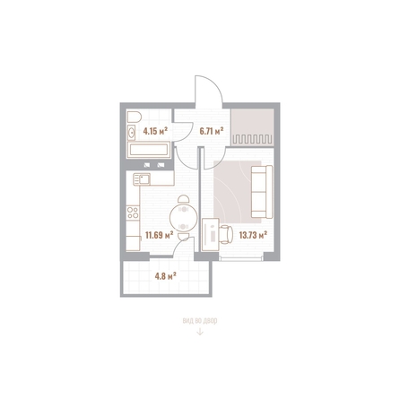 
  Продается 1-комн. квартира 37.68 м², в  Николаевские кварталы, Воскресенский. Фото 1.