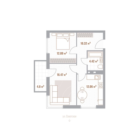 
  Продается 2-комн. квартира 56.76 м², в  Николаевские кварталы, Воскресенский. Фото 1.