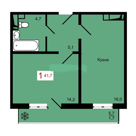 
  Продается 1-комн. квартира 41.7 м², в ЖК Мичурино, дом 4 стр 4. Фото 1.