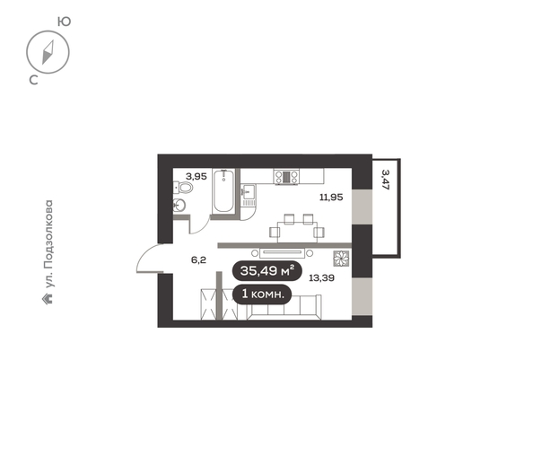 
  Продается 1-комн. квартира 35.49 м², в ЖК ДАО, дом 2. Фото 5.