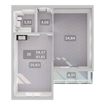 
  Продается 2-комн. квартира 61.75 м², в ЖК Аллея Парк, 3 этап. Фото 2.