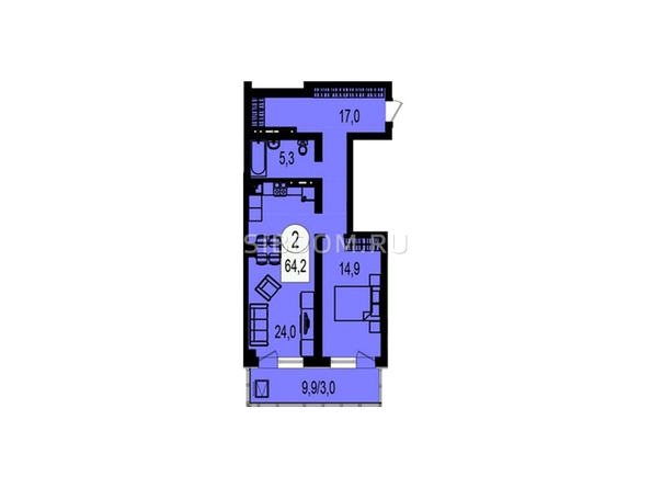 
  Продается 2-комн. квартира 61.4 м², в ЖК Белые Росы, дом 28. Фото 2.