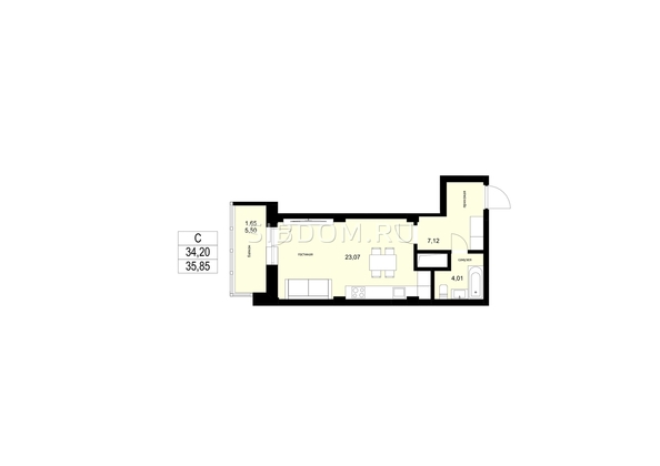 
  Продается 1-комн. квартира 35.85 м². Фото 1.