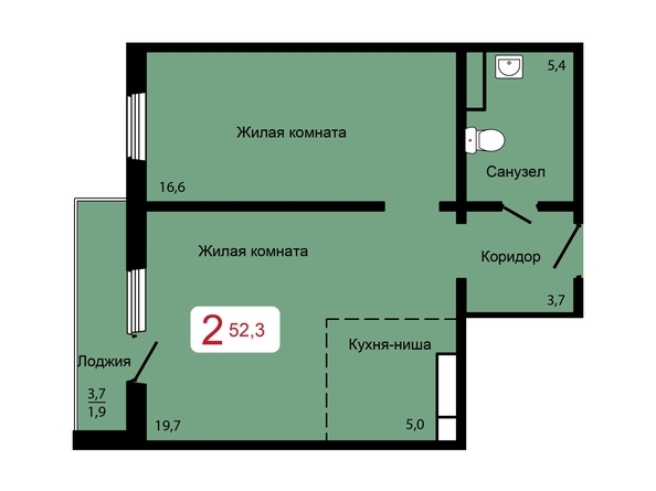 
  Продается 2-комн. квартира 52.3 м², в ЖК Мичурино, дом 2 стр 7. Фото 5.
